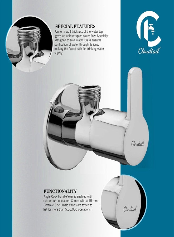 Cloudtail Brass, Angle Valve With Wall Flange, Chrome Finish (Flora) - Image 4
